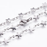 Stainless Steel Chain Necklaces Lobster Star Silver 17.7 inches 45cm Z646