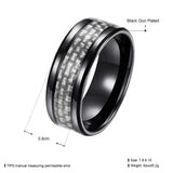 Stainless Steel Black Mens Band Carbon Fiber Silver Black Blue Ring B558