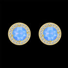 Yellow Gold Plated Earrings  Stud AAA Zirconia Opal Push Back Clasp L478