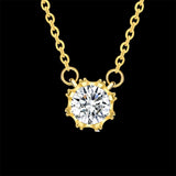 Yellow Gold Plated Necklace Pendant Flower Zirconia 20 Inches 1MM Lobster B179