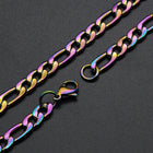 304 Stainless Steel Figaro Chain Necklace Lobster Faceted Gold 18-26" 7mm A418