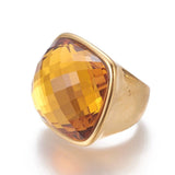 304 Stainless Steel Finger Rings Faceted Glass Clear Size 6~9 16~19mm Z679