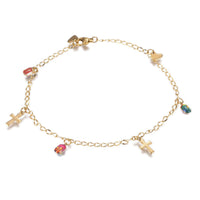 304 Stainless Steel Charm Anklet Lobster Clasp Enamel Heart Cross Gold 10"  A50