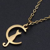 Stainless Steel Pendant Necklace Lobster Moon Cat Silver Gold 15.7" 1.5mm P63