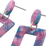 Ear Studs Alloy Cellulose Acetate(Resin) Rectangle Blue 50x20mm Pin 0.7mm  P573