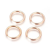 Stainless Steel Hoop Earrings Rose Gold Purple Black Huggie 1" Pin 1mm  P623