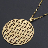 Stainless Steel Pendant Necklace Lobster Flower of Life Silver 17.7" 1.5mm Z605