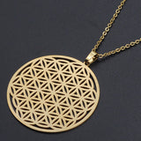 Stainless Steel Pendant Necklace Lobster Flower of Life Silver 17.7" 1.5mm Z605