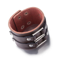 Leather Bracelet  9 Inches 49MM Push button L444