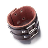 Leather Bracelet  9 Inches 49MM Push button L444
