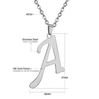 Stainless Steel Women's Unisex 18 Inch Necklace Pendant Letter Lobster Clasp S2