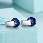 Platinum Plated Earrings Stud AAA Zirconia Blue Push Back Clasp L590