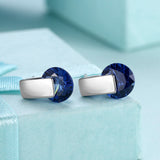 Platinum Plated Earrings Stud AAA Zirconia Blue Push Back Clasp L590