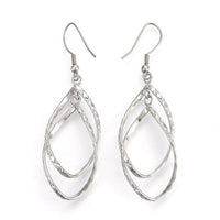 Stainless Steel Dangle Earrings Carved Gold Silver 65mm Pendant 46x19x4mm P155