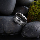 Stainless Steel Mens Band Carbon Fiber Silver Black Blue Ring B556