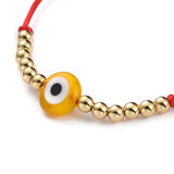 Adjustable Nylon Cord Braided Bead Bracelet Handmade Evil Eye Yellow  Z135