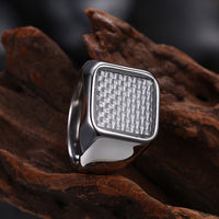 Stainless Steel Yellow Gold Platinum Plated Mens Band Ring Carbon Fiber B555