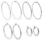 Stainless Steel Hoop Earrings Rose Gold Silver 0.6" To 2.8" Pin 0.7x1mm  P561
