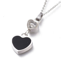 Stainless Steel Pendant Necklace Rhinestone Heart Black Red Z501