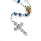 Pendant Necklace Stainless Steel Rosary Beaded Crucifix Cross Silver 27.5" P114