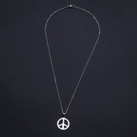 Stainless Steel Pendant Necklace Lobster Clasp Peace Sign Gold 17.71" 1.5mm P84