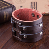 Leather Bracelet  9 Inches 49MM Push button L444