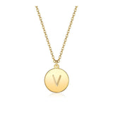 Pendant Necklace Chains Flat Round Initial Alphabet Letter Gold 16.15" P652