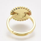 Cubic Zirconia Ring Enamel  Moon Star Blue Red White Size 7 Adjustable 17mm P442