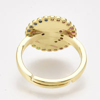 Cubic Zirconia Ring Enamel  Moon Star Blue Red White Size 7 Adjustable 17mm P442