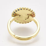 Cubic Zirconia Ring Enamel  Moon Star Blue Red White Size 7 Adjustable 17mm P442