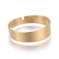 304 Stainless Steel Plain Band Rings Gold Silver Adjustable Size Z736