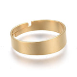 304 Stainless Steel Plain Band Rings Gold Silver Adjustable Size Z736