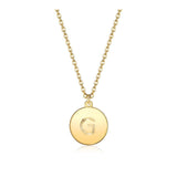 Pendant Necklace Chains Flat Round Initial Alphabet Letter Gold 16.15" P652