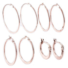 Stainless Steel Hoop Earrings Rose Gold Silver 0.6" To 2.8" Pin 0.7x1mm  P561