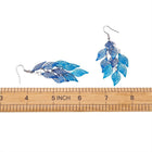 Dangle Earrings Earring Hooks Leaf Gray Blue Green Black 60x27mm P352