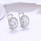 Platinum Plated Earrings  Hoop Huggies AAA Zirconia Latch Back Clasp L583