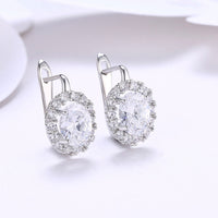 Platinum Plated Earrings  Hoop Huggies AAA Zirconia Latch Back Clasp L583