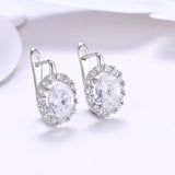 Platinum Plated Earrings  Hoop Huggies AAA Zirconia Latch Back Clasp L583