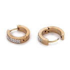 Stainless Steel Huggie Hoop Earrings Clay Crystal Rhinestone Ring Gold Z331