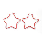 304 Stainless Steel Hoop Earrings Star Blue Green Yellow Red 1.6" To 2.3" P574