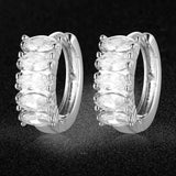 Brass Micro Pave Cubic Zirconia Hoop Earrings Clear Platinum 16x18x6mm  1mm Z357