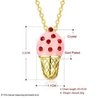 Yellow Gold Plated Necklace Women's Pendant Ice Cream AAA Zirconia Lobster B176