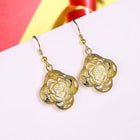 Yellow Rose Gold Plated Earrings Flower Chadelier Fish Hook Clasp L652