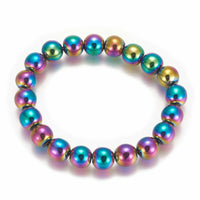 Electroplated Non-magnetic Hematite Stretch Bracelet Purple 6mm Z202