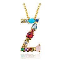 Zirconia Initial Pendants Necklaces Cable Chains Alphabet Letter Adjustable P663