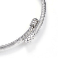 316 Stainless Steel Torque Bangles Heart Flexible Rose Gold Silver 2.2" P281