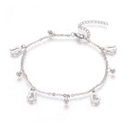 304 Stainless Steel Charm Anklet Bracelet Heart Round Silver Gold 9" 2mm A52