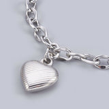 Stainless Steel Pendant Bracelet Chains Lobster Clasp Heart Gold 7.8" 7mm P249