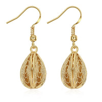 Yellow Gold Platinum Plated Earrings Drop Dangle Fish Hook Clasp L640