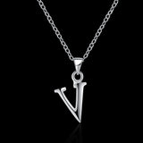 Sterling Silver Plated Necklace Women Pendant Initial Letter Alphabet B375